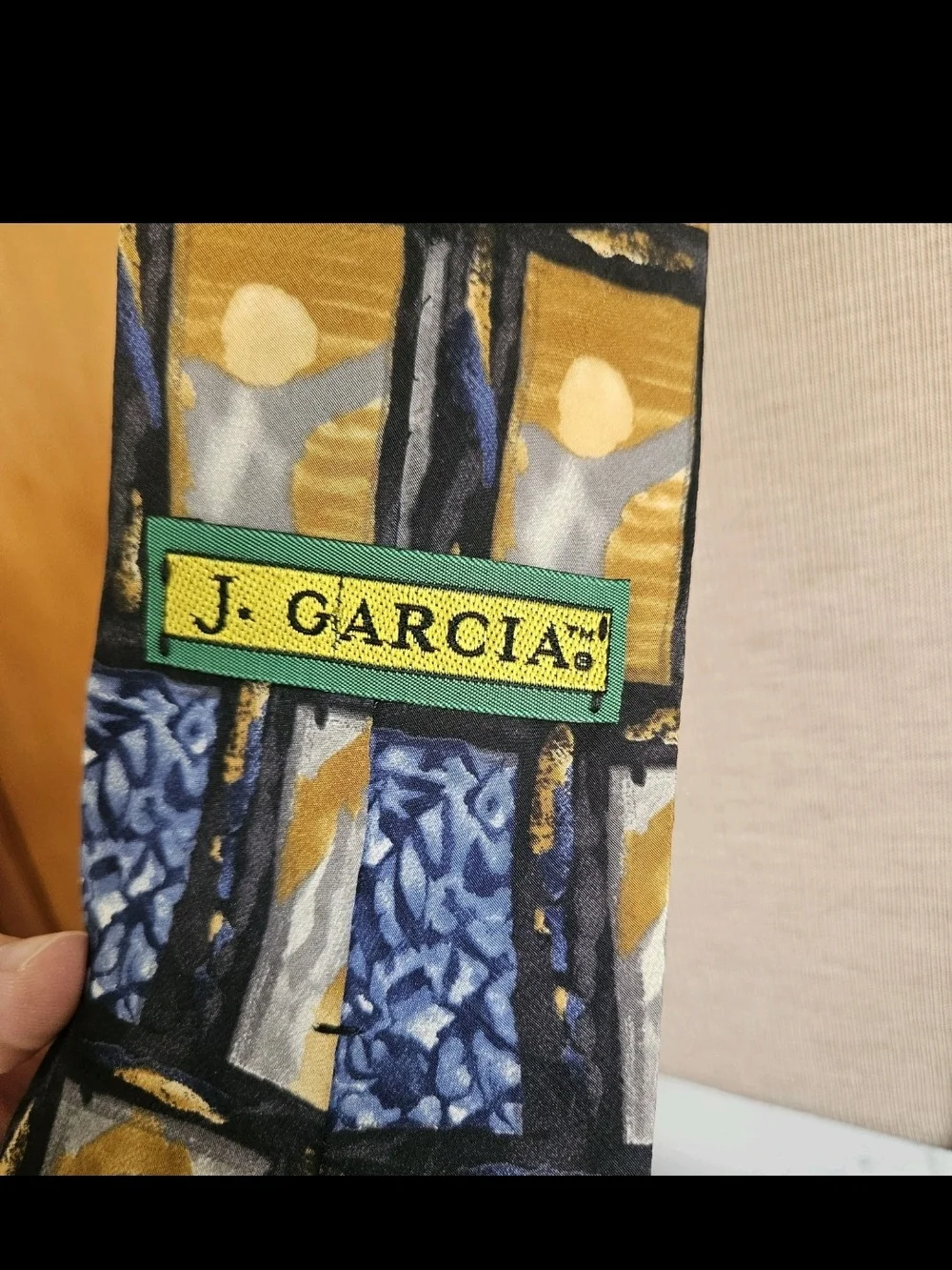 VTG J. Garcia Silk Tie Landscape With Eye Collection Ten Jerry Garcia Blue Gold